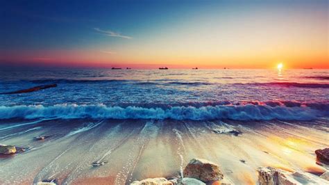 Peaceful And Relaxing Music Sunrise Wallpaper Waves Wallpaper Full Hd