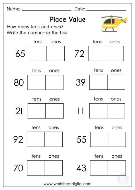Place Value Tens And Ones Worksheet Digital
