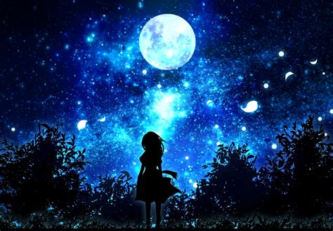 Citrus Tsukiko Dress Moon Night Original Petals Scenic Silhouette Sky