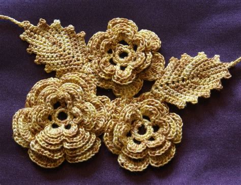 Walnut Baby Irish Crochet Necklace Irish Rose Design No
