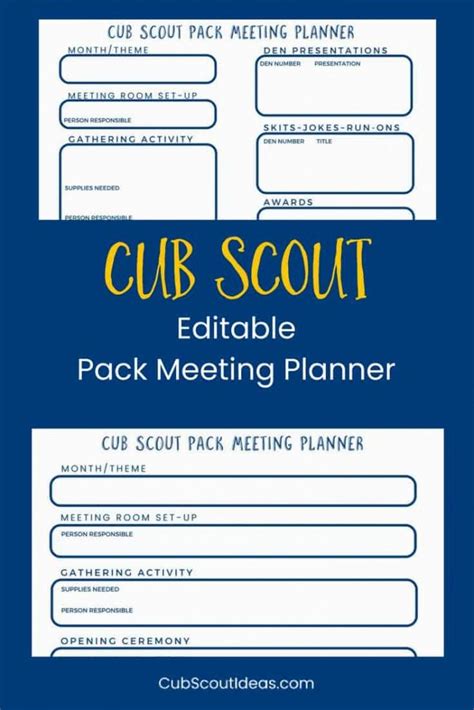 Cub Scout Pack Meeting Agenda Template