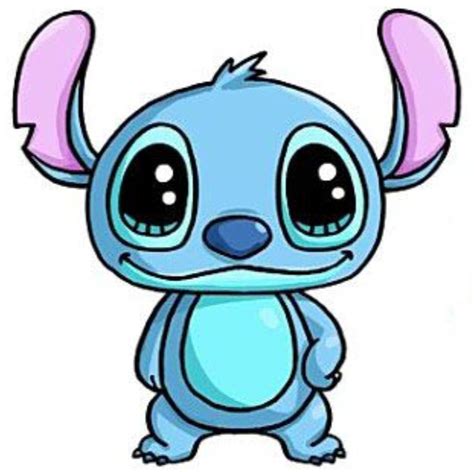 A Cute Little Blue Cartoon Character With Big Eyes And Pink Ears Standing In Front Of A White