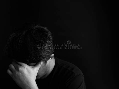 Sad Man Sitting Head In Hands Negative Thinking Concept Emotion