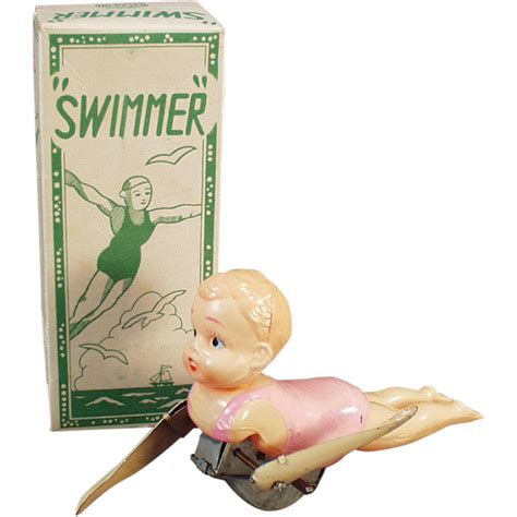 Old Wind Up Toy Celluloid Swimmer With Original Box Wind Up Toys Vintage Celluloid Toys