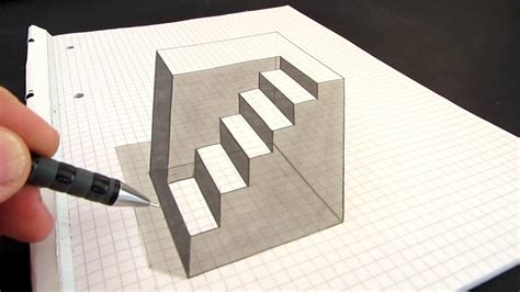 How To Draw An Anamorphic Cube Optical Illusion Gambar 3d Karya