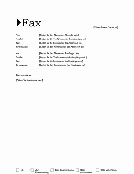 Darunter ist eine klassische tabelle eingefügt. Fax-Deckblatt (Design "Okeanos")