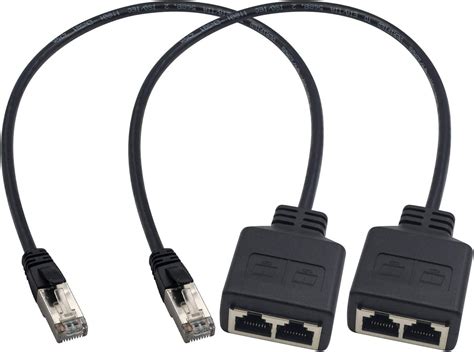 Duttek Rj45 Splitter Ethernet Rj45 1 Male To 2 Female Adapter For