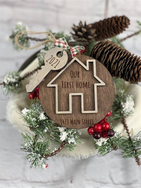 Personalized Christmas Ornament Wood Ornament First House Etsy