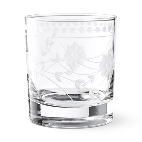 Vintage Etched Double Old Fashioned Glass Williams Sonoma Au