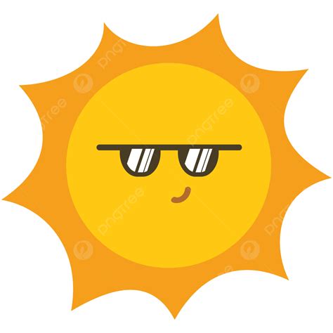 Sun Emoji Cool Glasses Expression Vector Sun Emoticon Cool Glasses