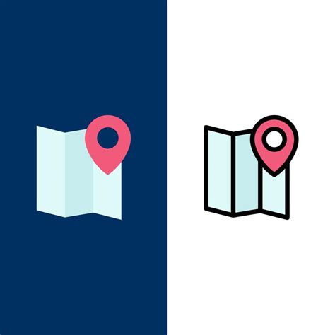 Location Map Marker Pin Icons Flat And Line Filled Icon Set Vector Blue Background