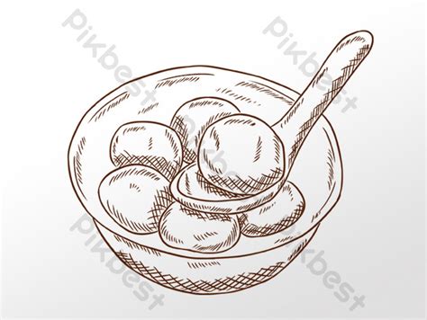 Gambar Gambar Garis Tangan Menggambar Sketsa Ilustrasi Makanan Penutup