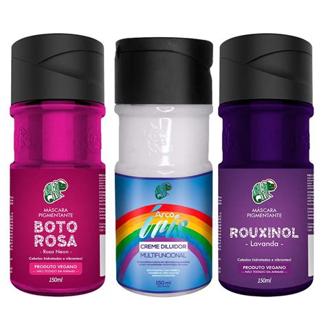 Kit Trio Boto Rosa Rouxinol E Diluidor 150ml Kamaleão Color Tintura