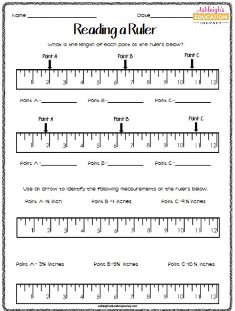Reading A Ruler Worksheet Reading A Ruler Measurement Activities