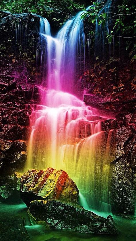Natures True Beauty Unusual Rainbow Waterfall Rainbow