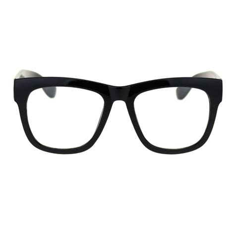 Mens Hipster Dorky Thick Horn Rim Rectangular Eye Glasses