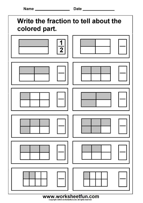 Fractions worksheets backed by cool lessons to make fractions worksheets and lessons. Free Printable First Grade Fraction Worksheets | Free ...
