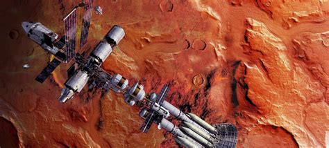 Human Mars Spaceship In Mars Orbit By Deckard01