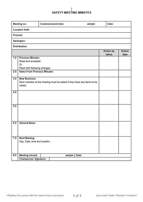 Sample Record Of Toolbox Meeting Template Sample Reco