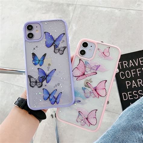 Cute Laser Purple Butterfly Phone Case For Iphone 11 Pro Max Se 2 2020