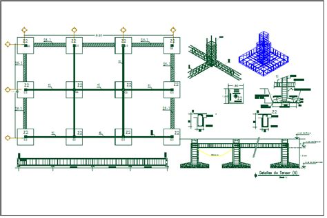 Footing View Of Foundation Plan Dwg File Cadbull E