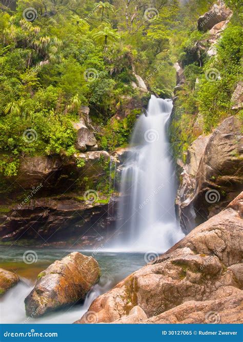 Rainforest Waterfall New Zealand Stock Image Image Of Hill River