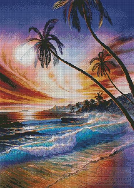 Artecy Cross Stitch Tropical Beach Cross Stitch Pattern To Print Online