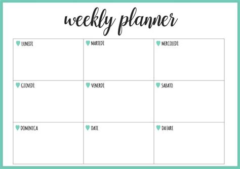Agenda Settimanale Stampabile Weekly Planner Printable Agenda Settimanale Stampabile Agenda