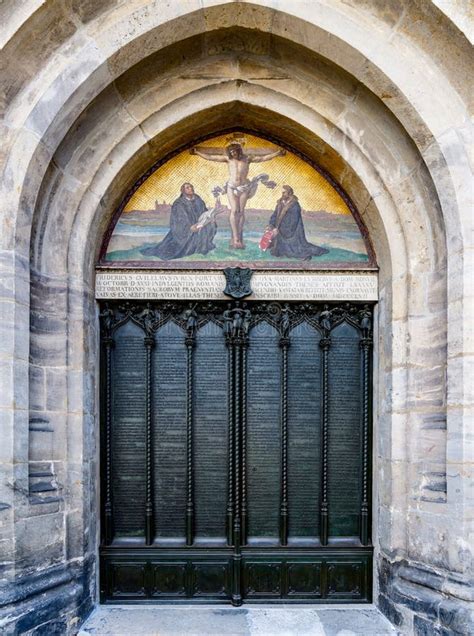 The Door Of The Castle Church Door In Wittenberg Where Martin Luther