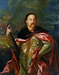 Portrait of John III Sobieski in Polish costume with the battle in the ...