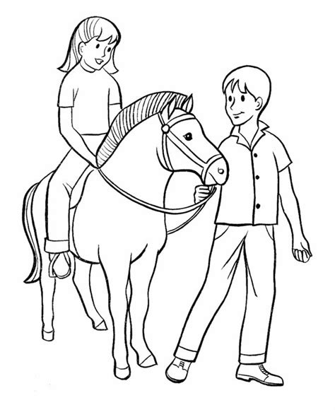 Paard Kleurplaten Jongen En Meisje Met Pony Kleurplaat Kleurplaat