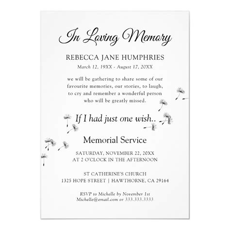 Funeral Memorial Service Celebration Of Life Invitation Zazzle