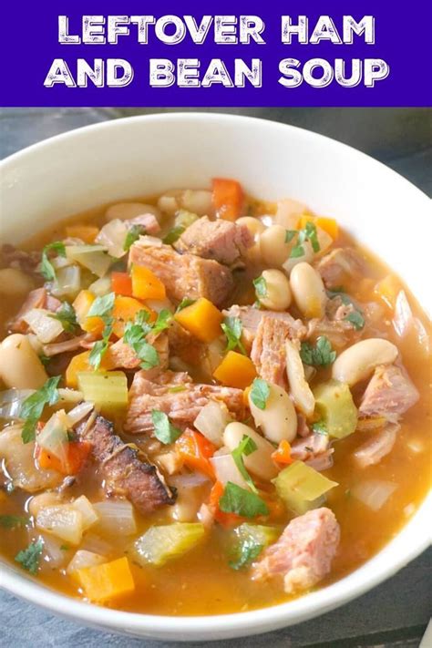 Simple and tasty, these suggestions are sure to please and use up your leftovers. Easy Leftover Ham and Bean Soup | Ham and bean soup, Ham and beans, Pork recipes