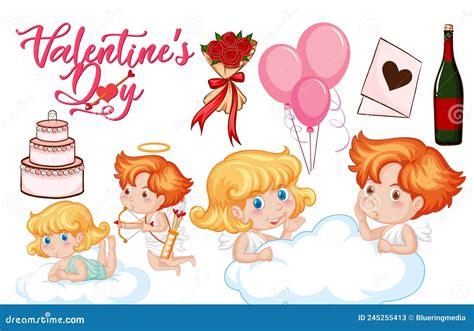 Valentine Theme With Cupid And Rose Stock Vector Illustration Of Clip