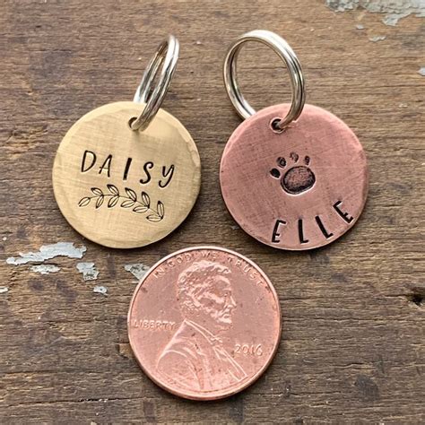 Small Copper Pet Tag Personalized Dog Id Tag Custom Engraved Etsy