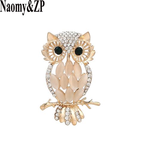 Naomyandzp Owl Brooches For Women Crystal Rhinestone Insect Enamel Brooch Pin Wedding Brooches And