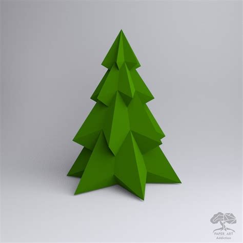 Pine Christmas Tree 3d Papercraft Pdf Pattern Diy Xmas Low Etsy France