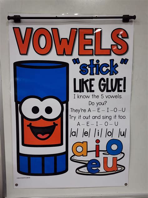Vowels Stick Like Glue Anchor Chart [hard Good] Option 1