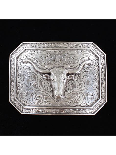 Ariat Mens Silver Rectangle Longhorn Buckle