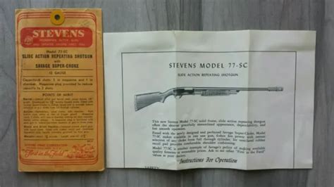 Stevens Model Sc Slide Auction Shotgun Instruction Manual With Super