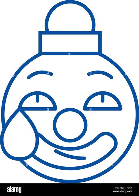 Clown Emoji Line Icon Concept Clown Emoji Flat Vector Symbol Sign