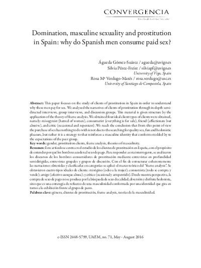 Domination Masculine Sexuality And Prostitution In Spain Why Do