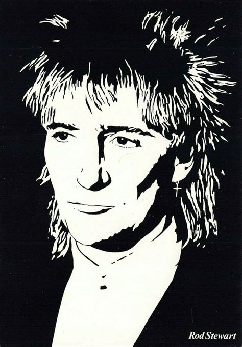 Art Postcard Rod Stewart Silhouette By Jytte Morch Beechwood Etsy