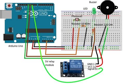 Arduino Guide For Photoresistor 5v Relay Module Led And Piezo Buzzer