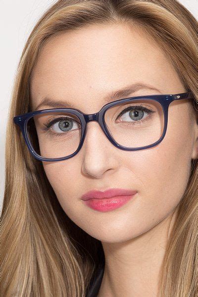 Blue Square Prescription Eyeglasses Medium Full Rim Acetate Eyewear