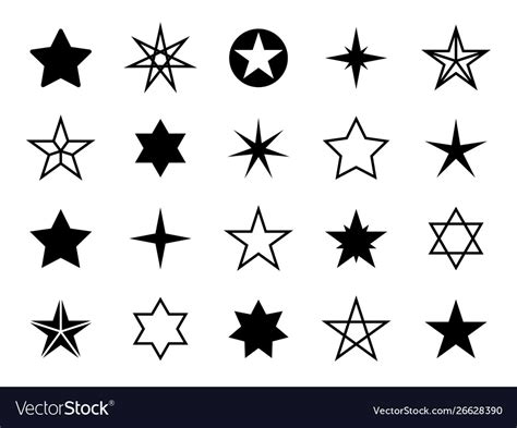 Star Shapes Set Different Stars Shapes Christmas Vector Image