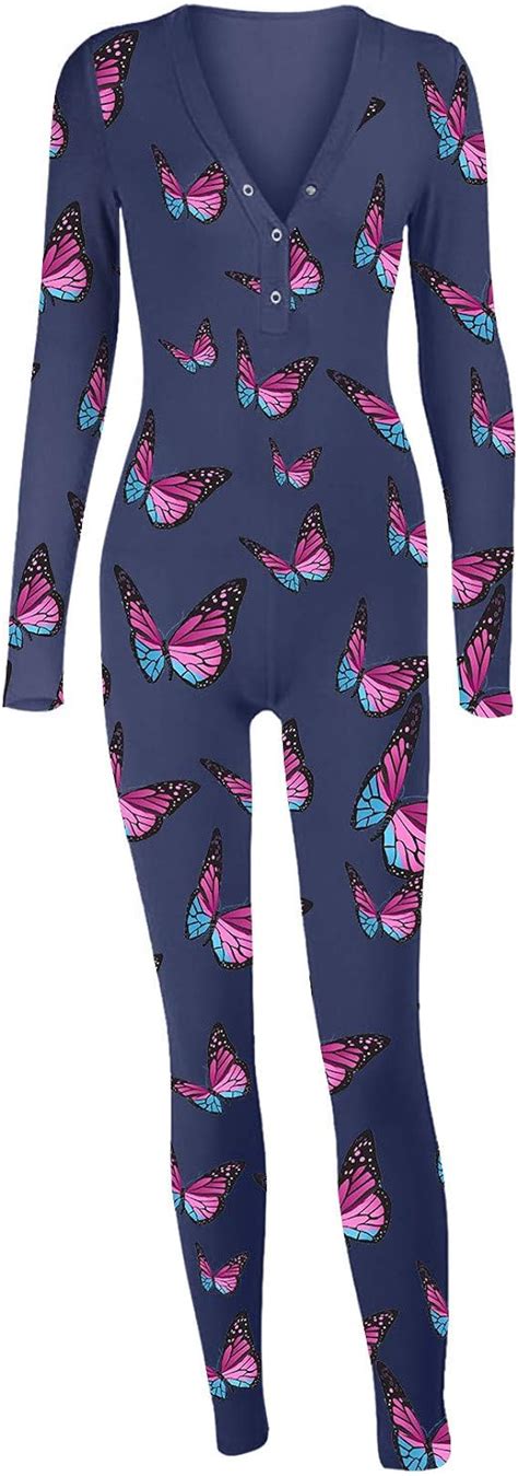Onesie Pyjama Für Frauen Bodysuit Damen Langarm Einteiler Schlafanzug