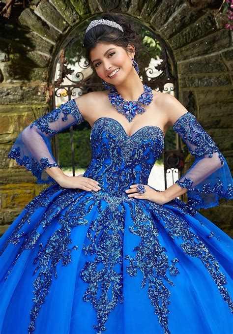 Patterned Sequin Quinceanera Dress By Mori Lee Vizcaya 89255 2 Royal Blue Quinceanera