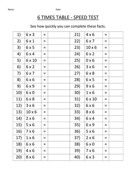 6 Times Table Worksheets Printable Times Tables Worksheets Maths