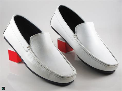 Mens Casual Leather Classic White Loafers 3756 Leather Collections